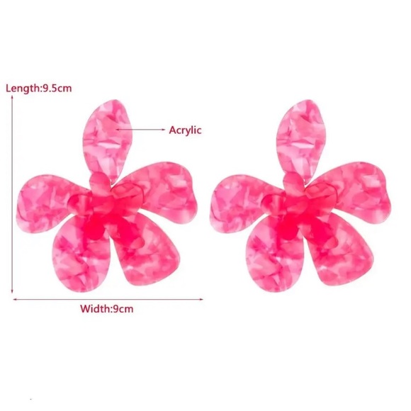 White iridescent floral earrings - Picture 3 of 3